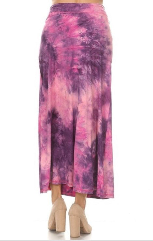 FINAL SALE Pink Tye Dye Print Maxi Skirt