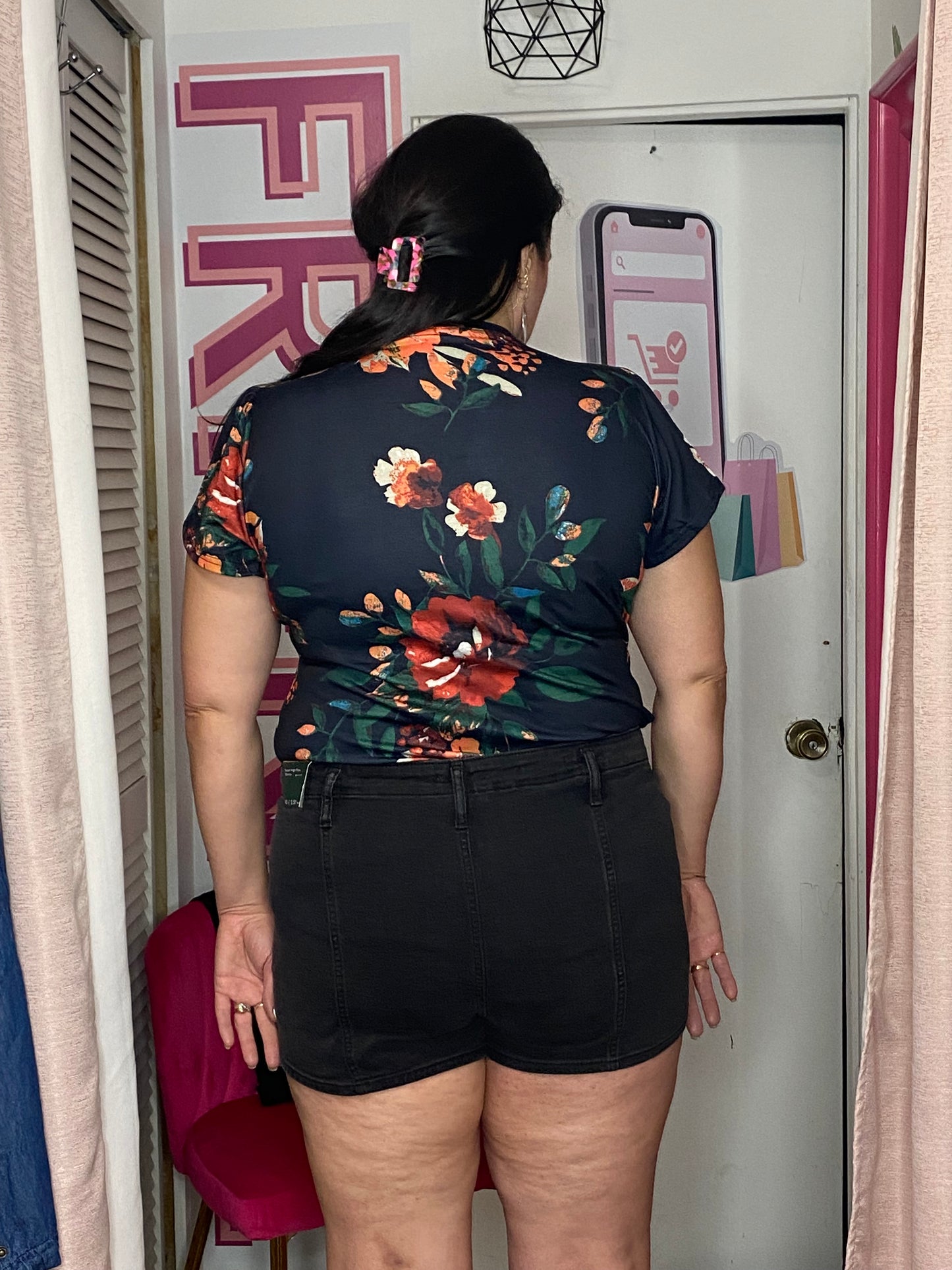 Super High Rise Black Denim Shorts