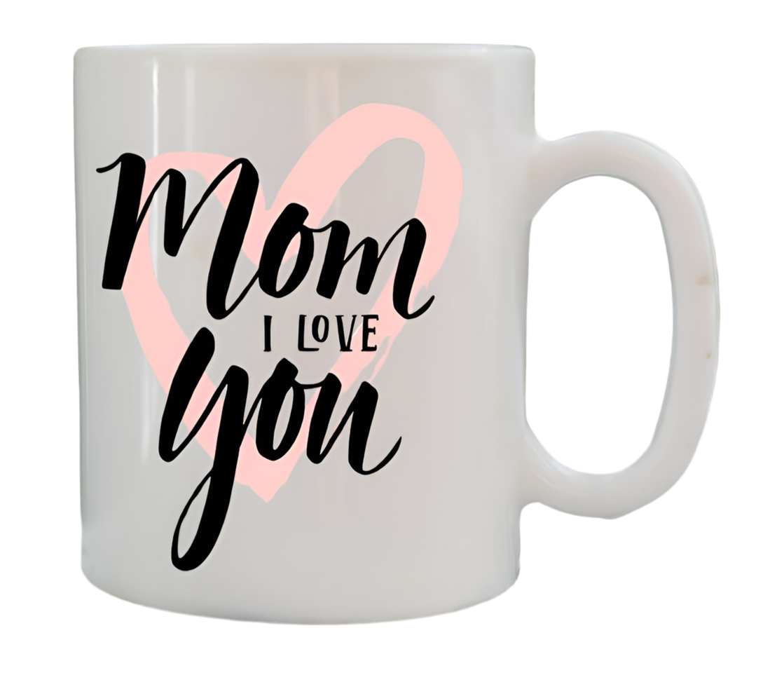 Mom I Love You Pink Heart Mug