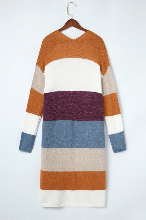 Fall Colour Block Cardigan Top
