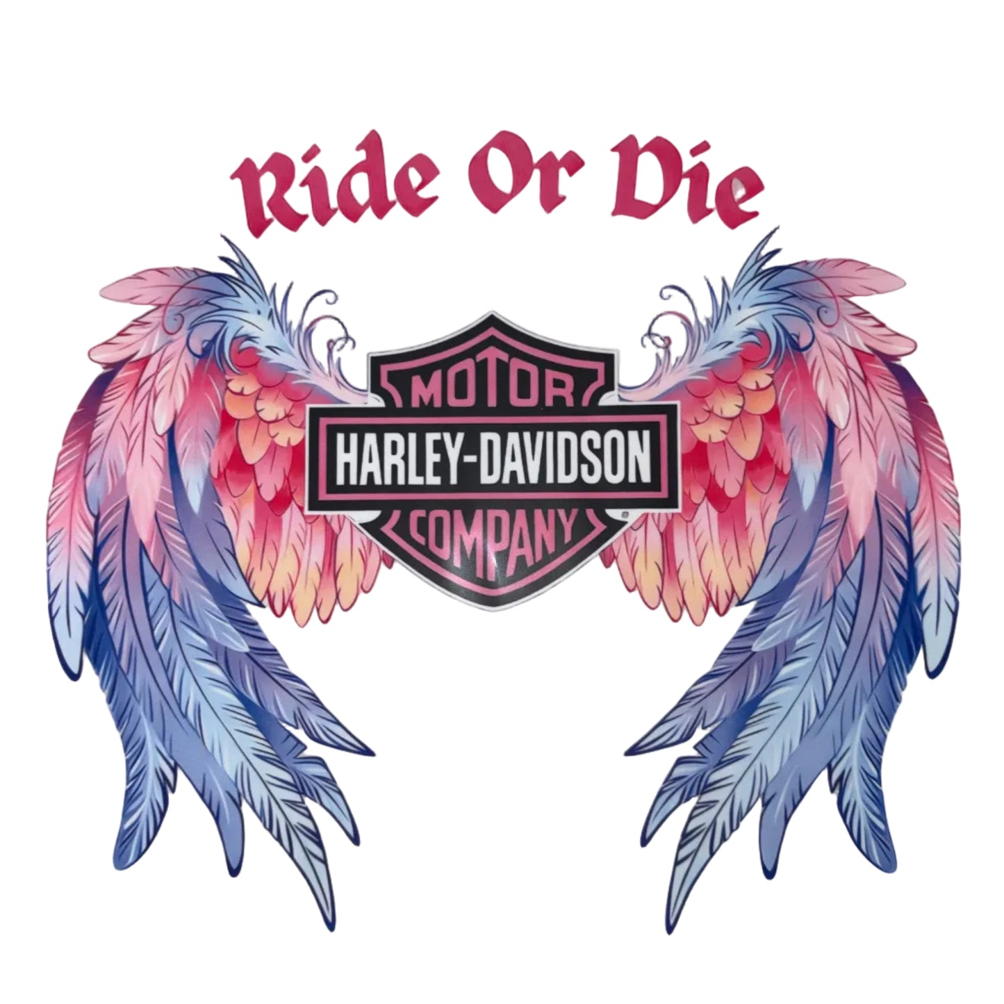 Right or Die Pink & Blue Harley Shirt Transfer