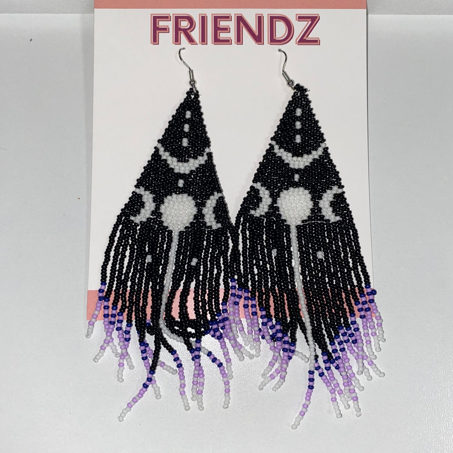 Blue Moon Tassel Seed Bead Earrings