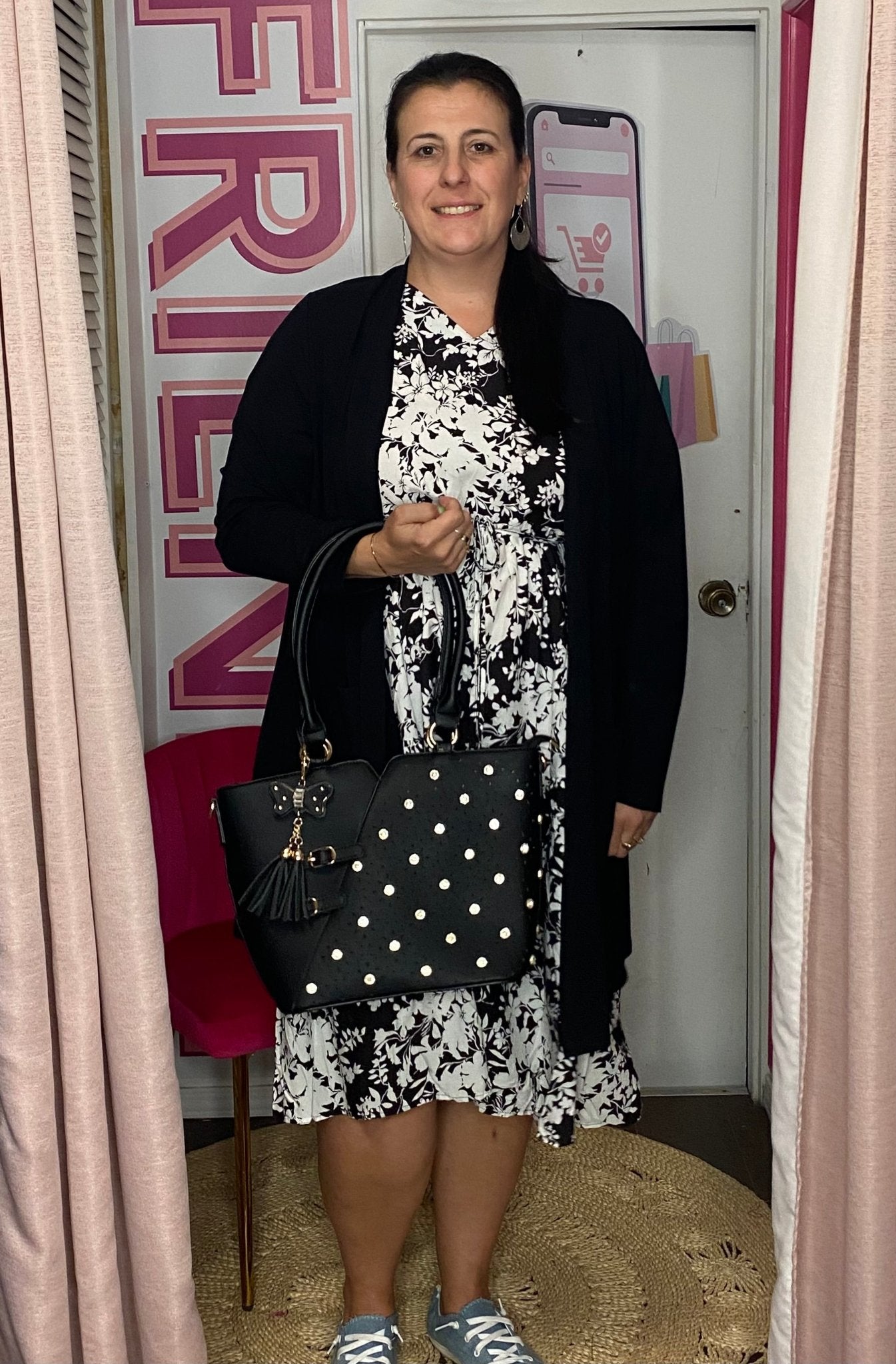 Bolso bandolera con diamantes de imitación de tamaño completo