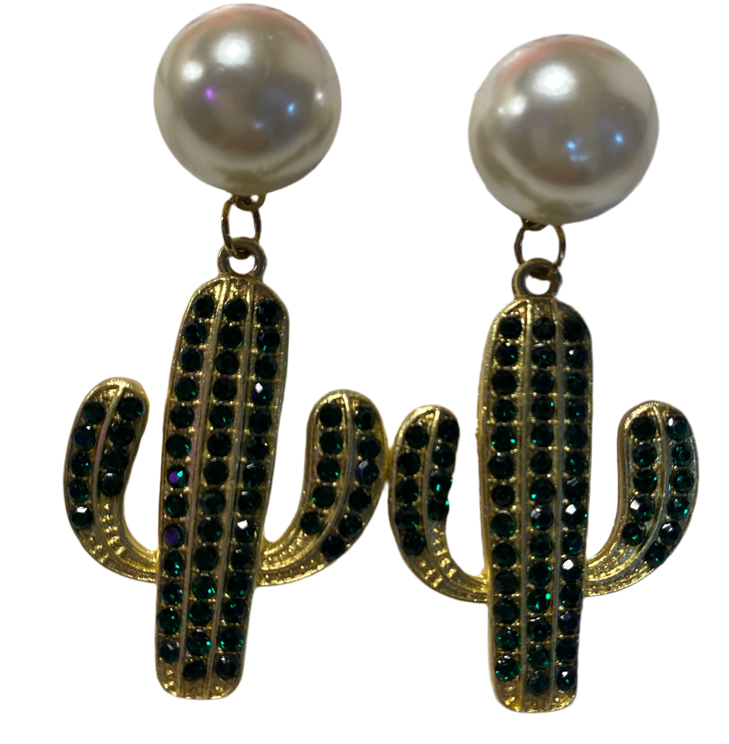Peral Cactus Rhinestone Earrings