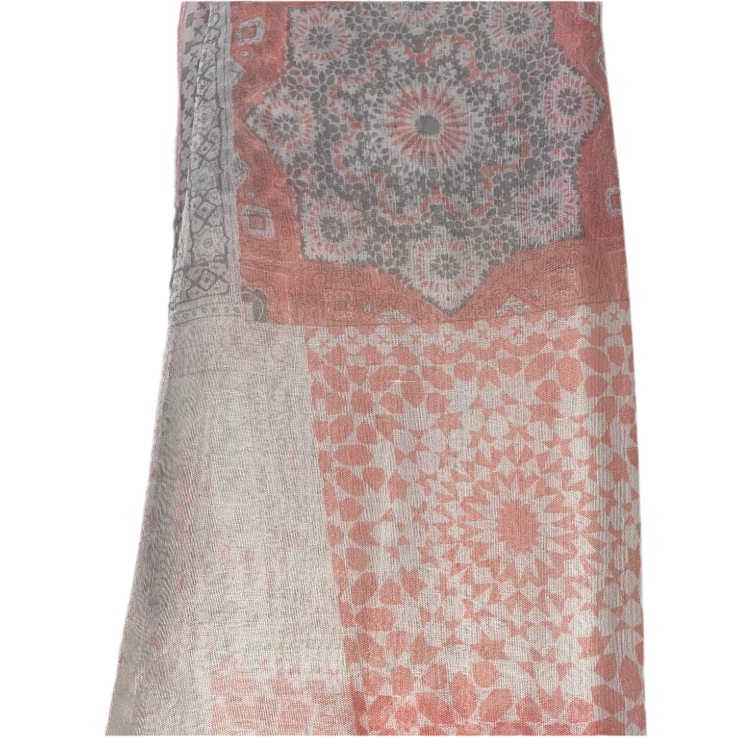 Pañuelo Estampado Gypsy Gris Rosa Coral Blanco