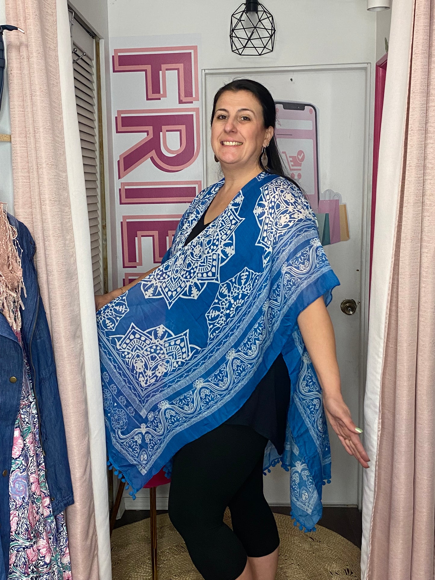 Kaftan Blue Beach Kimono Beach Coverup Top