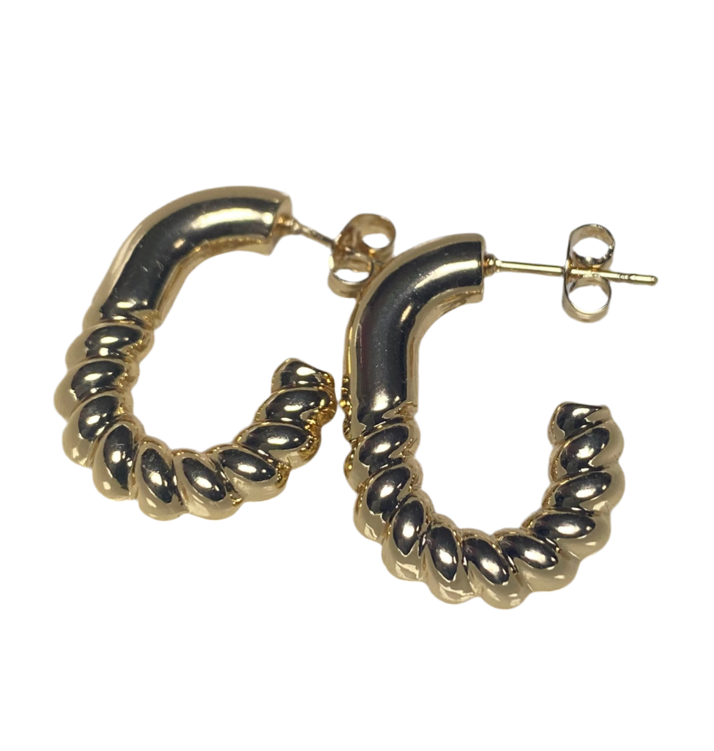 Spiral Half Twist Hoop Earrings 18K Gold Plated