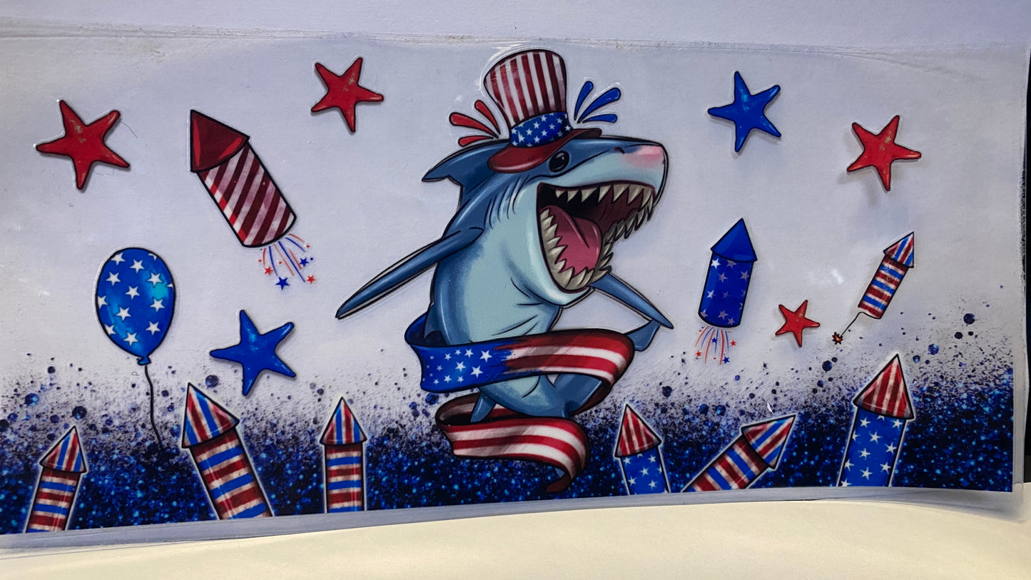 4thof July Shark CUP WRAP