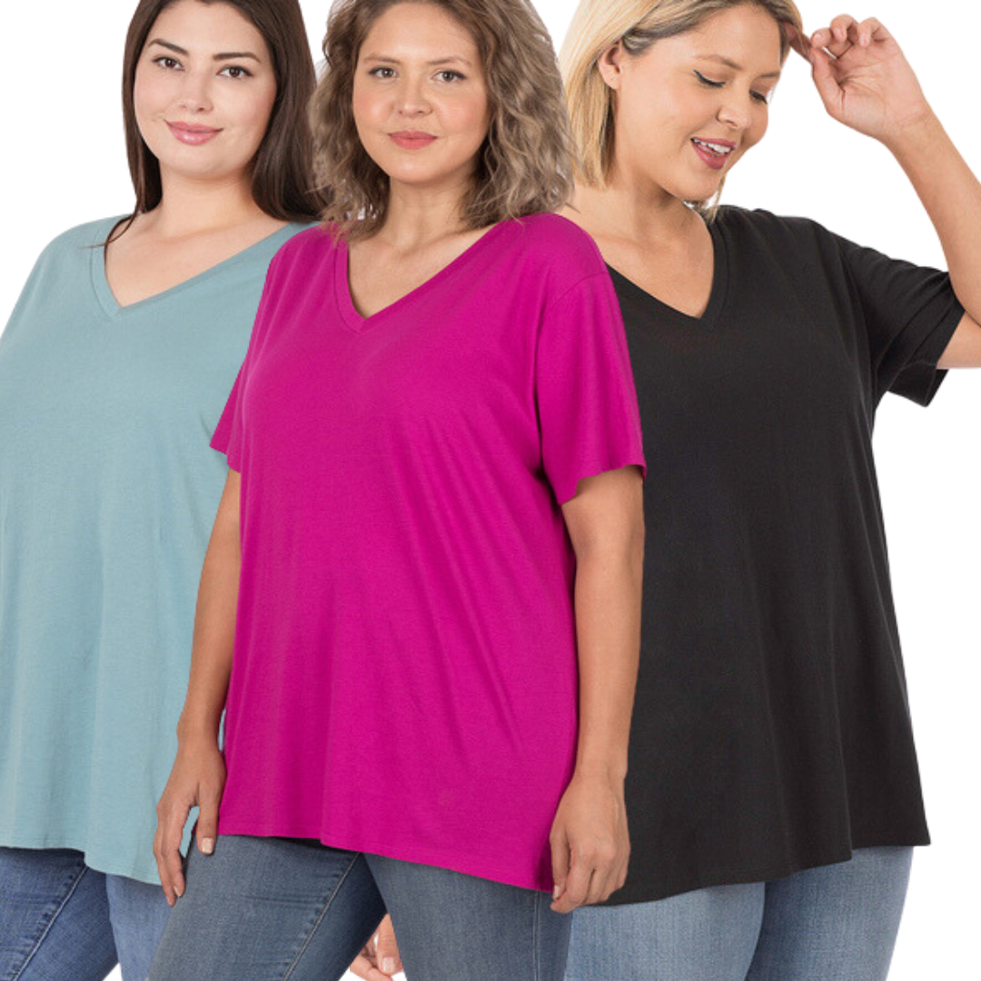Boyfriend Tee V-Neck Top (3+ Colors)