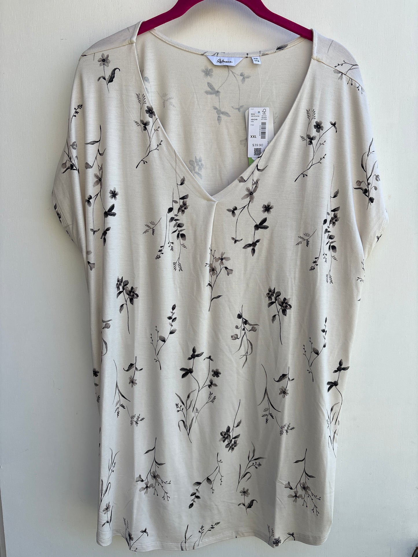Shadow Flower V-Neck Top XXL