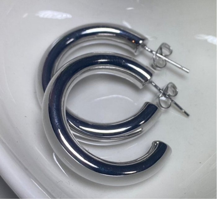 FINAL SALE Silver Chunky Hoop Earrings