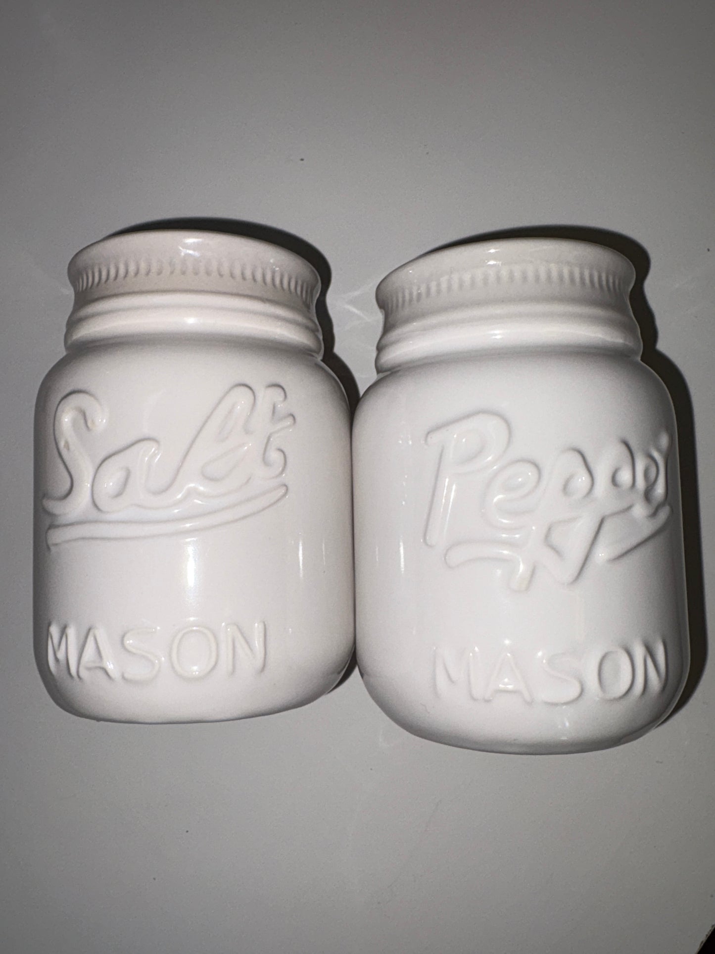 Large Salt & Pepper Vintage Inspired Mason Jar - White
