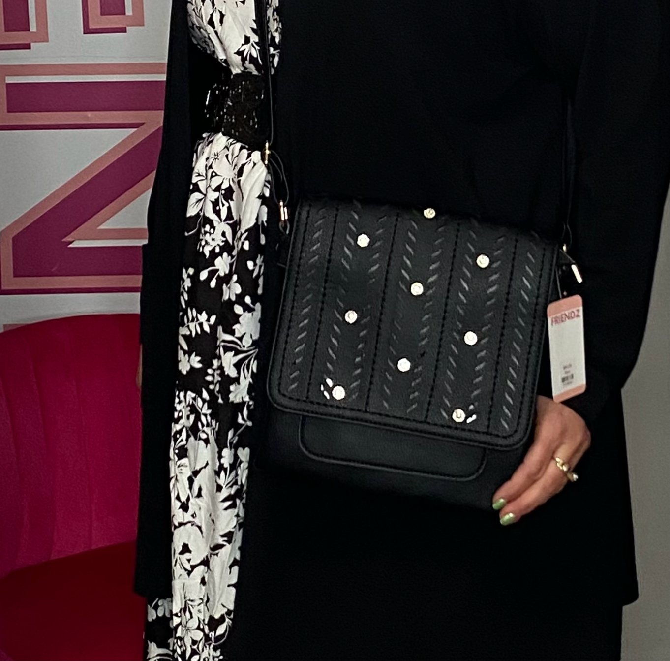 Bolso bandolera mediano con diamantes de imitación (2 colores)