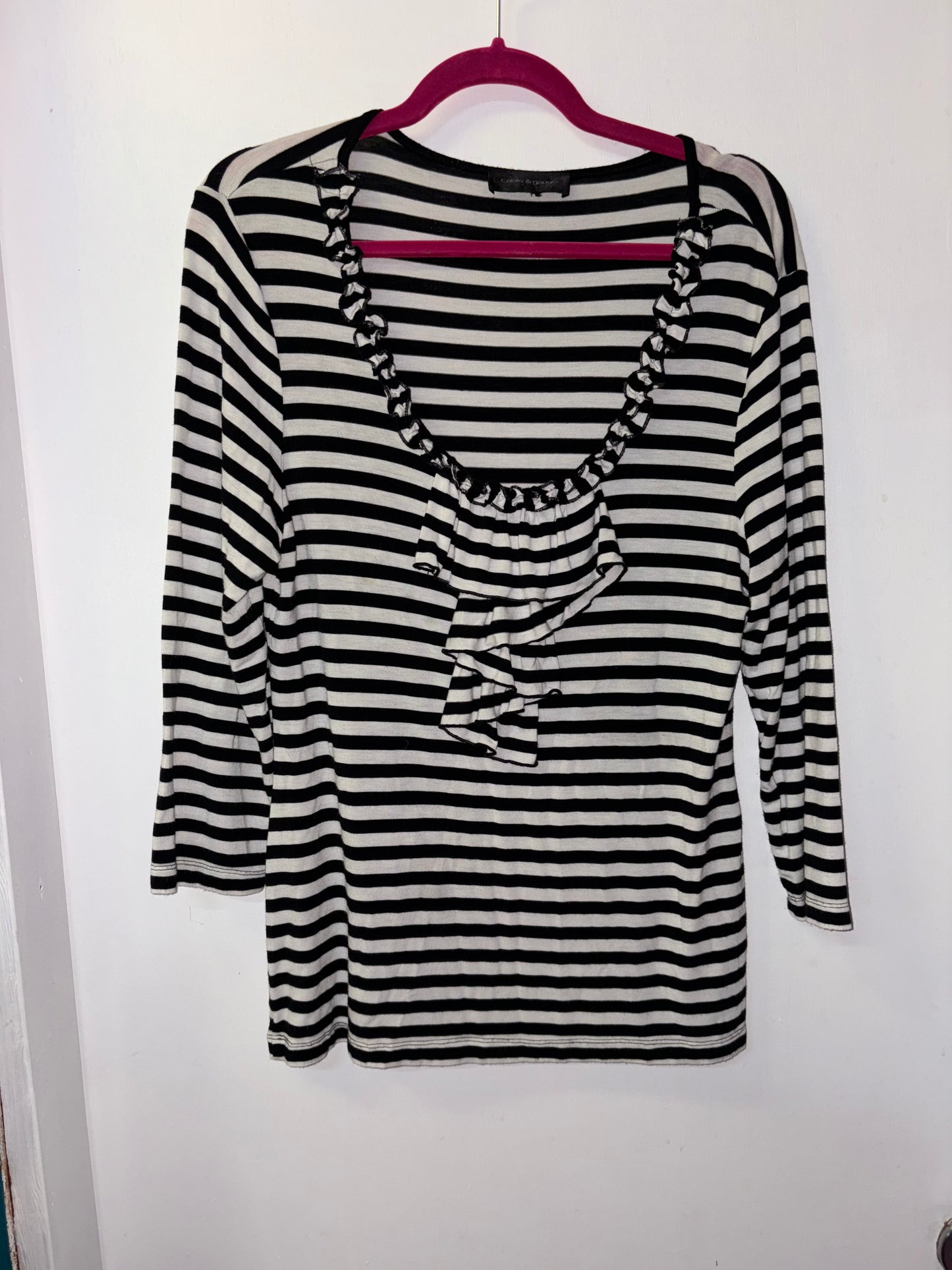 Cable & Gauge Black & White Stripe Hampshire Top XLarge 1006