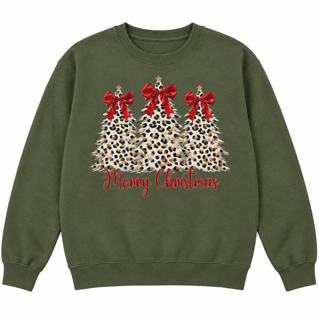 CHRISTMAS | Leopard Cheetah Merry Christmas Tree Crewneck Sweatshirt