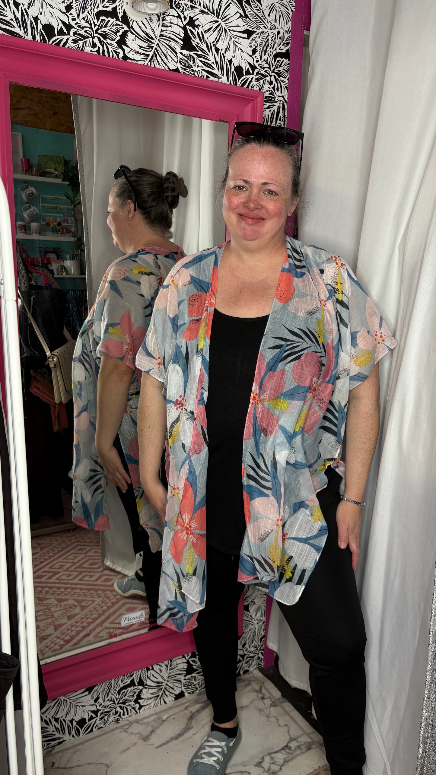 Alohi Hawaiian Theme Print Kimono Shawl