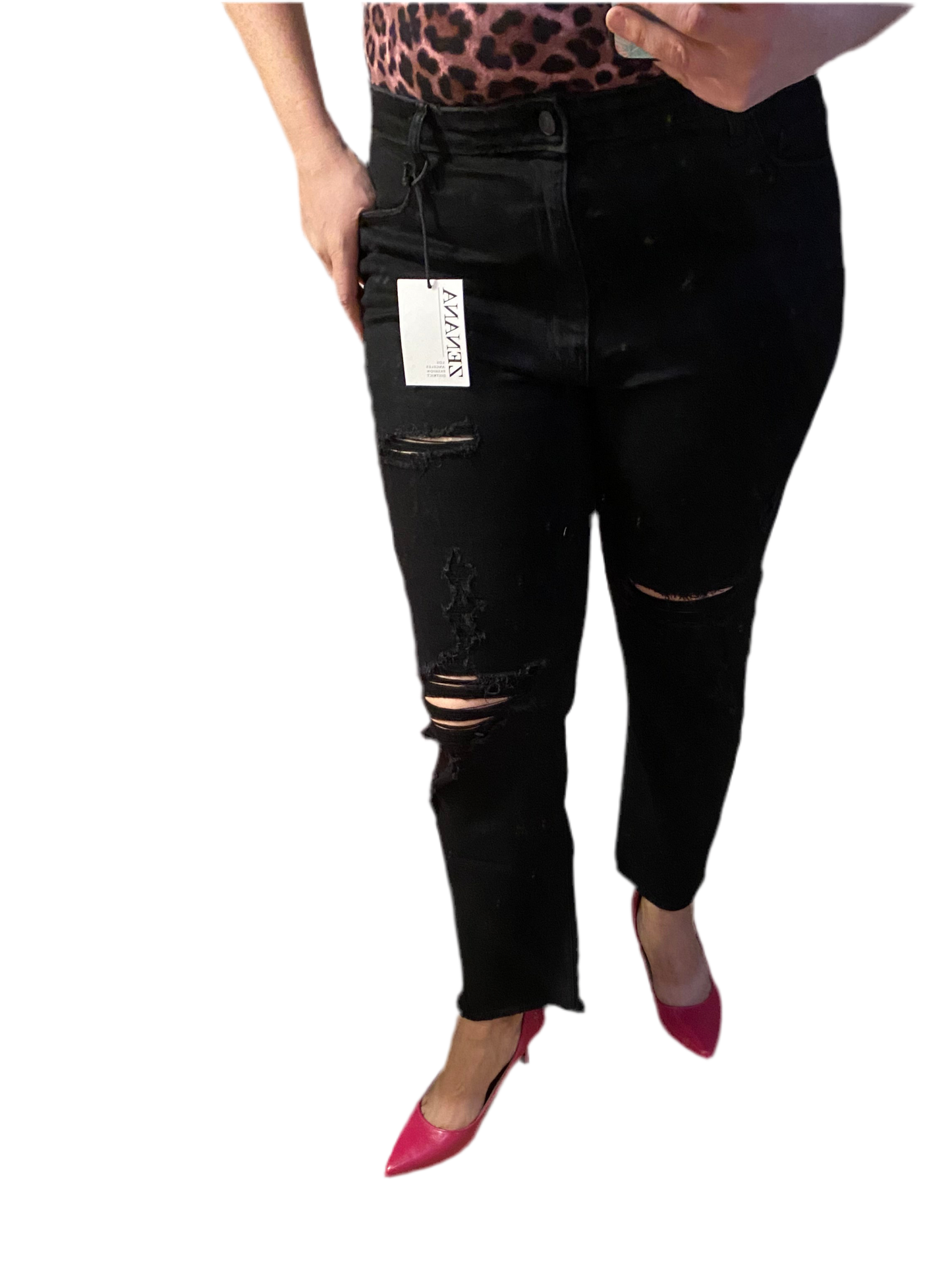 FINAL SALE Kendall Distressed Black STRECH Denim Jeans