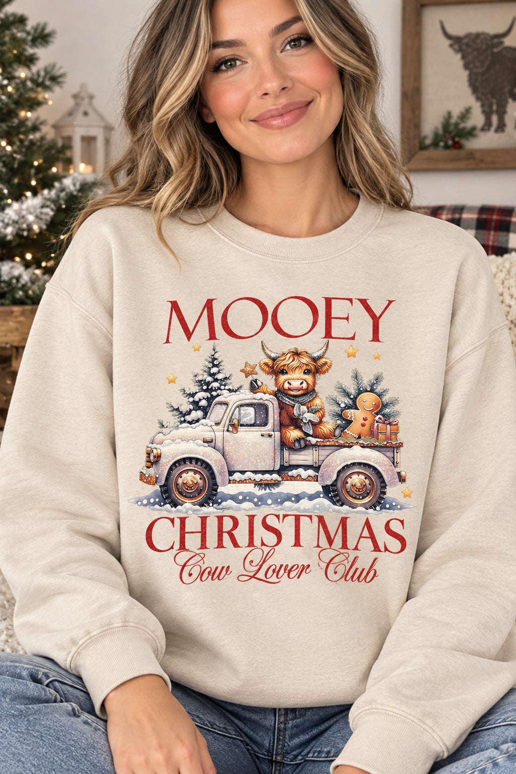 CHRISTMAS | Mooey Highland Cow Sweatshirt