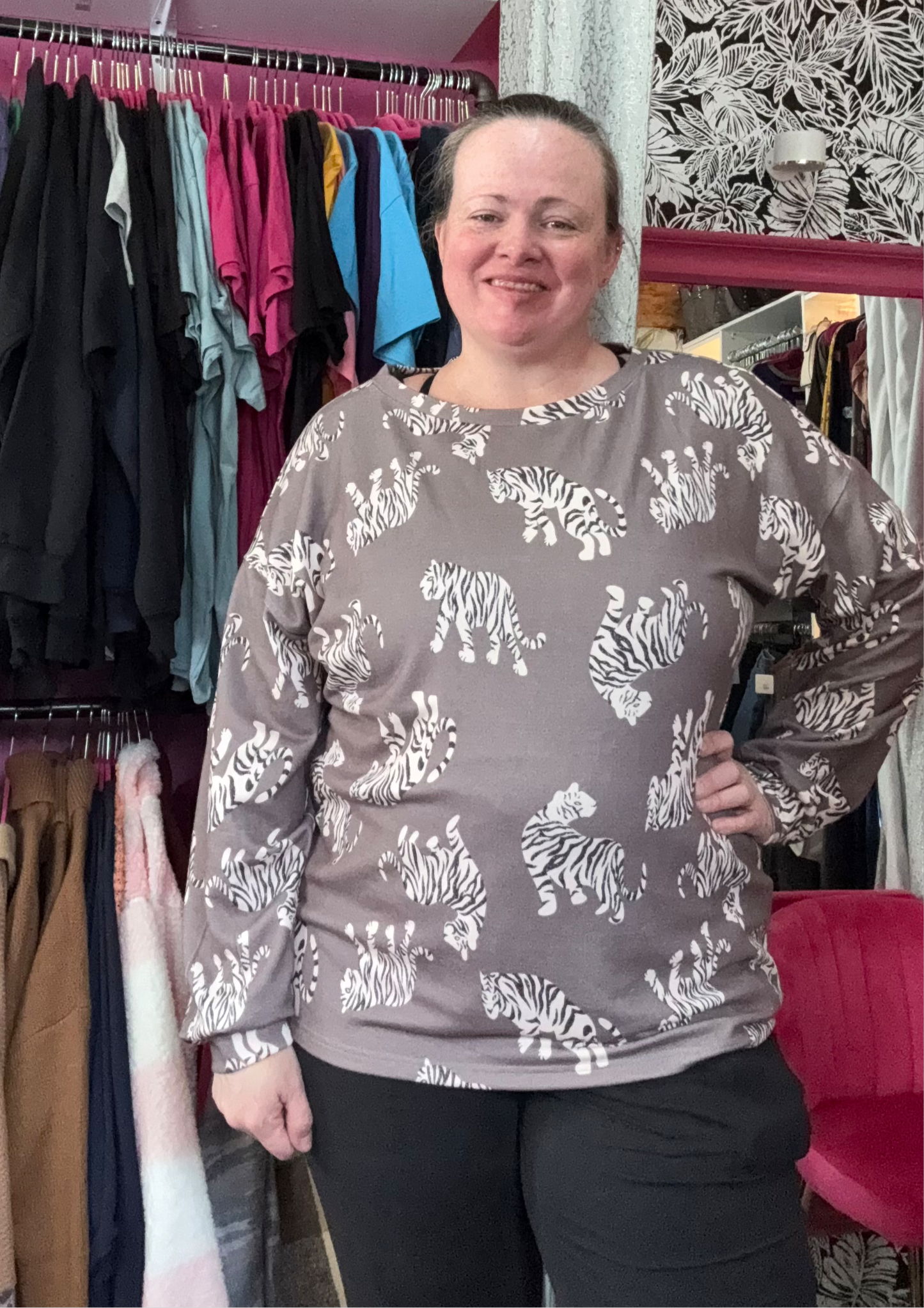 FINAL SALE Tiger Print Long Sleeve Top