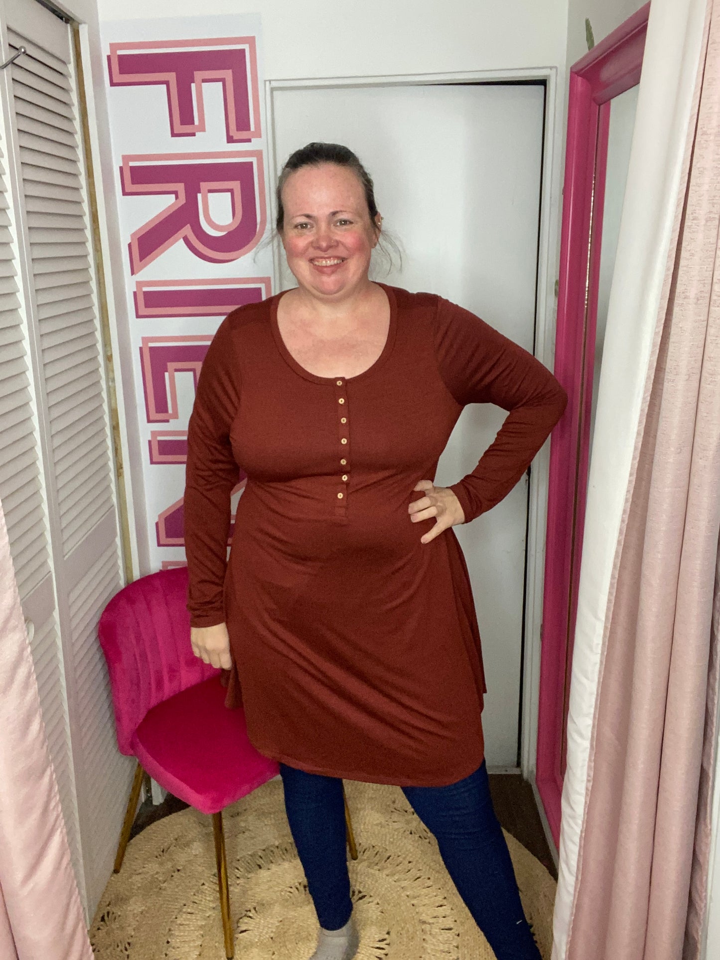 Ruth Rusty Button Tunic Dress