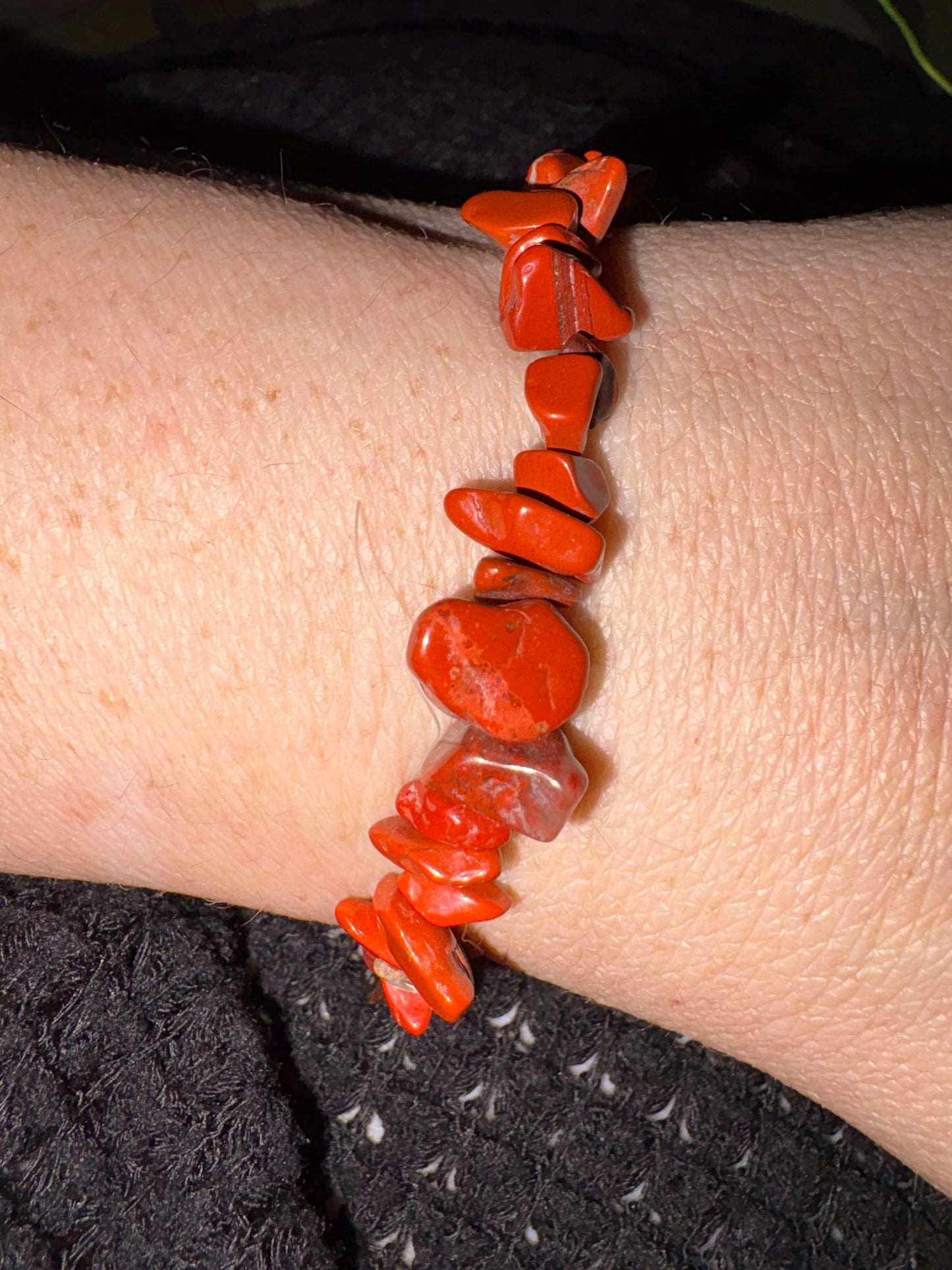 Red Jasper Gem Stone Chip Bracelet