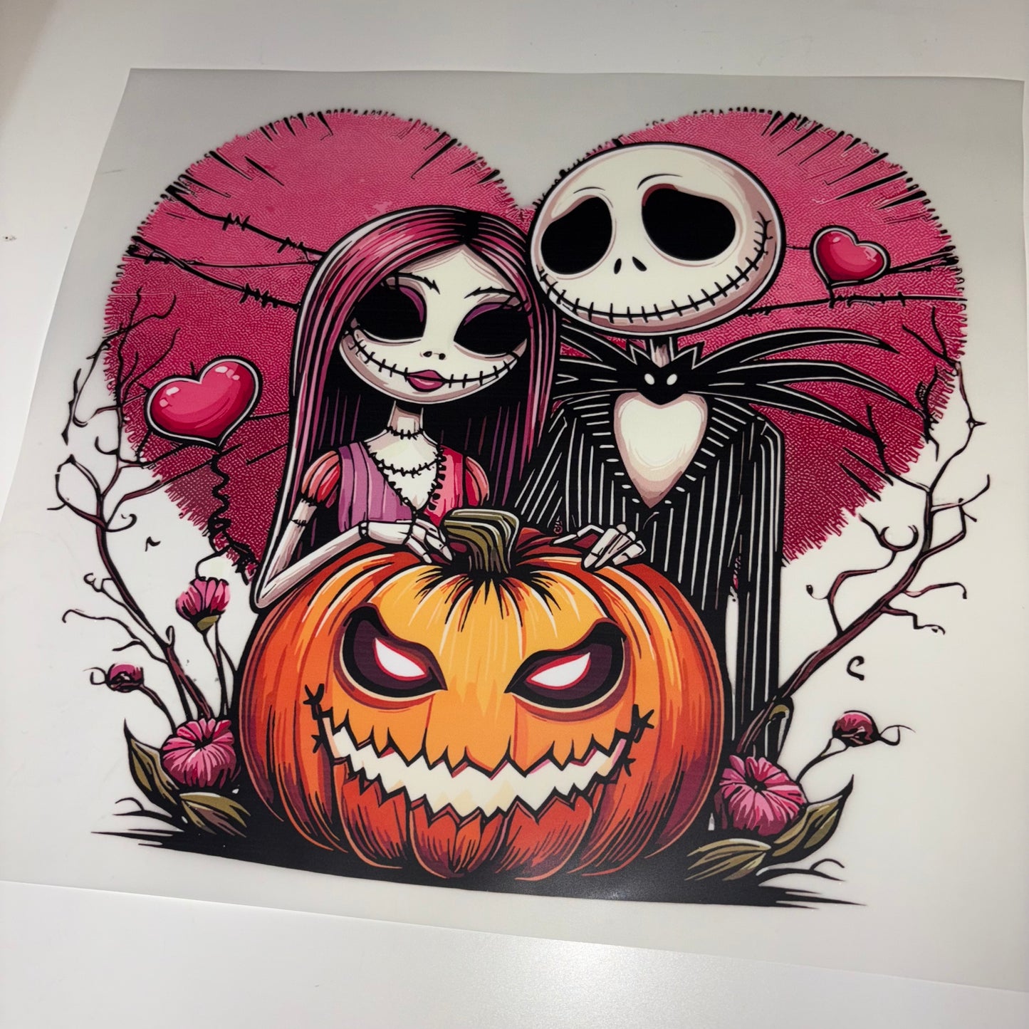 HALLOWEEN | Jack & Sally Pink Heart Pumpkin SHIRT TRANSFER
