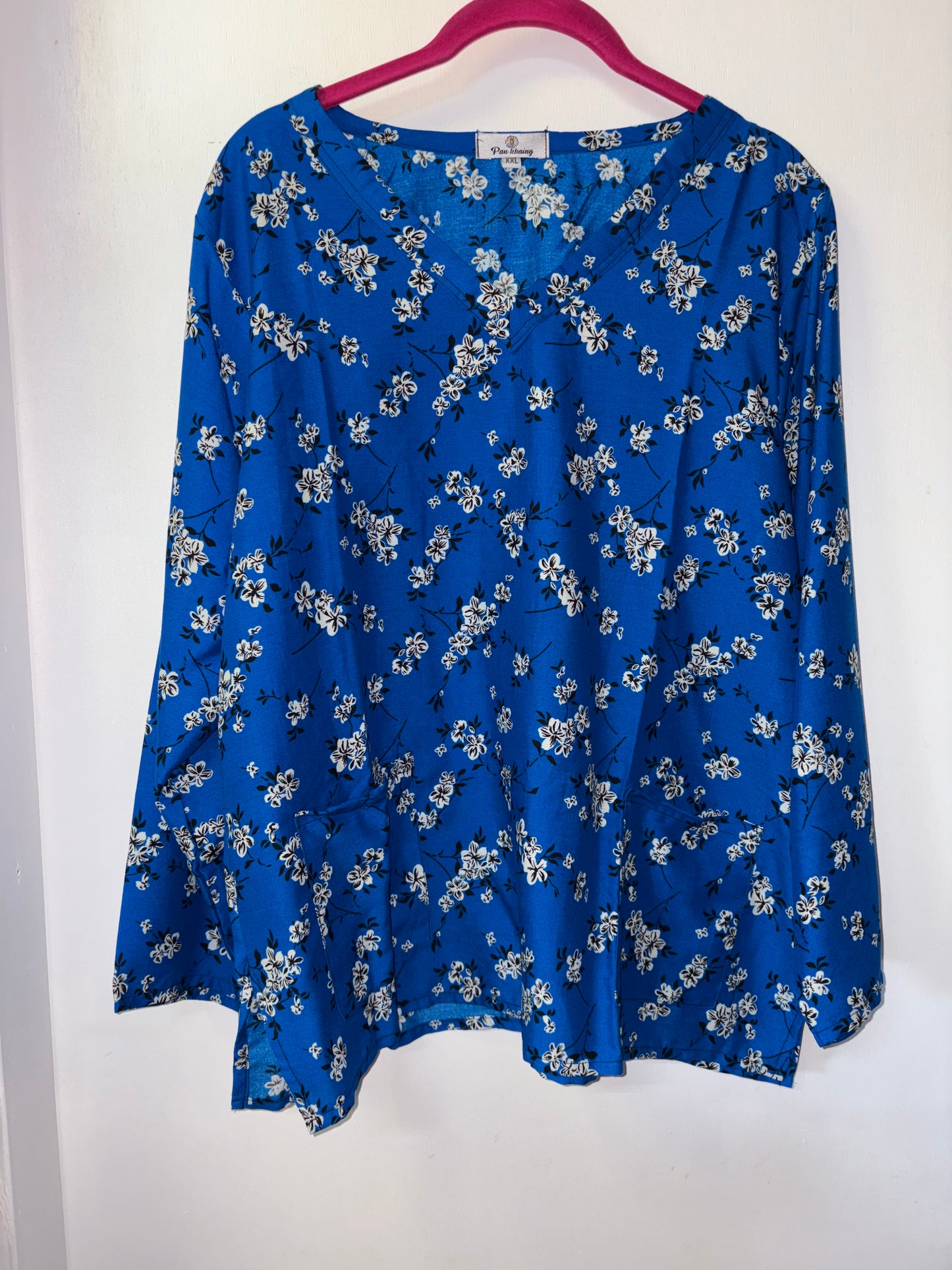 Pan Khaing Heritage Blue Floral Top XXL 1031