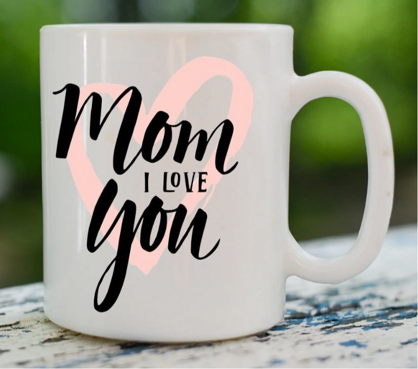 Mom I Love You Pink Heart Mug