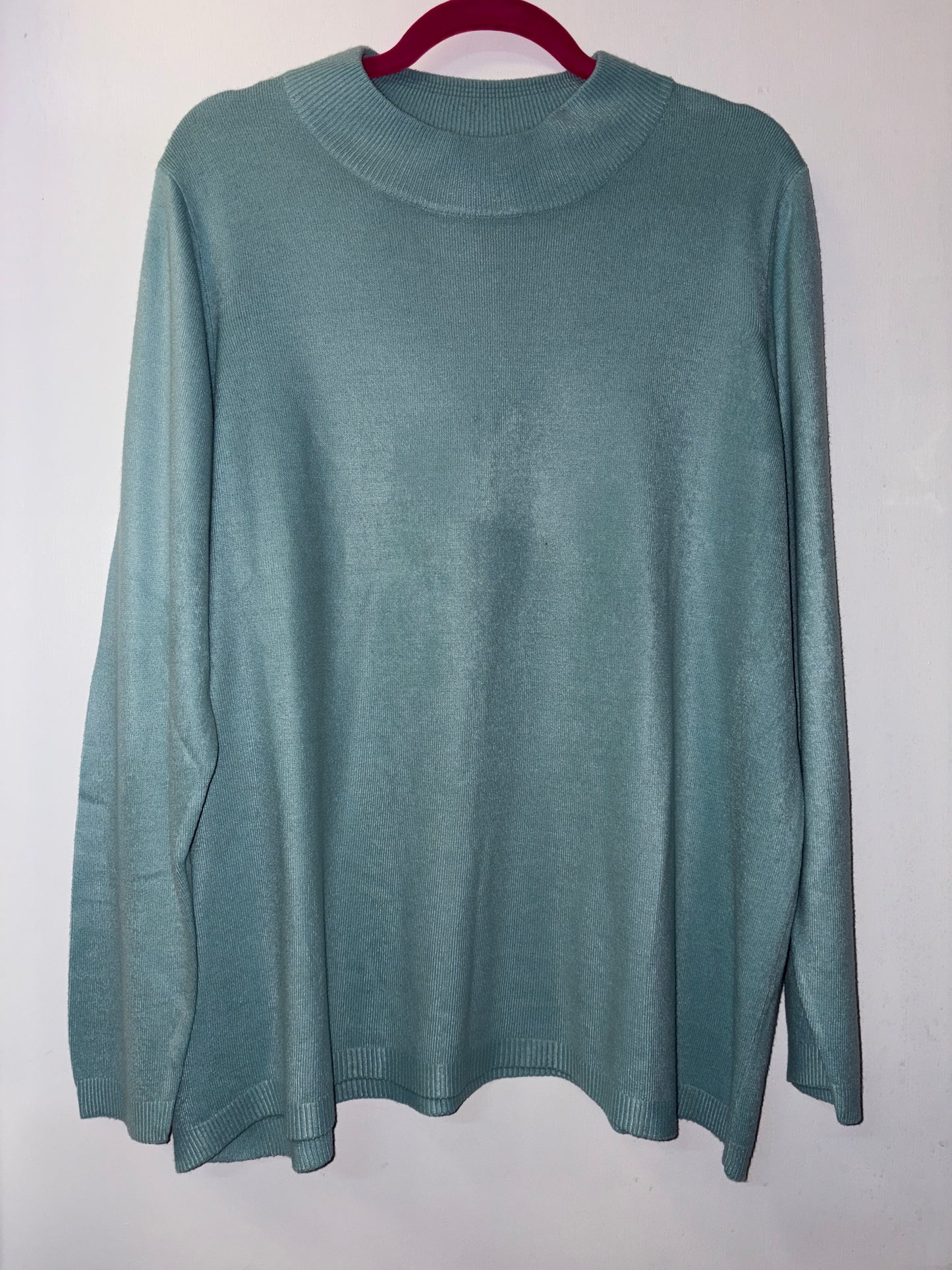Powder Blue Mock Turtle Neck Sweater Top Large 1053