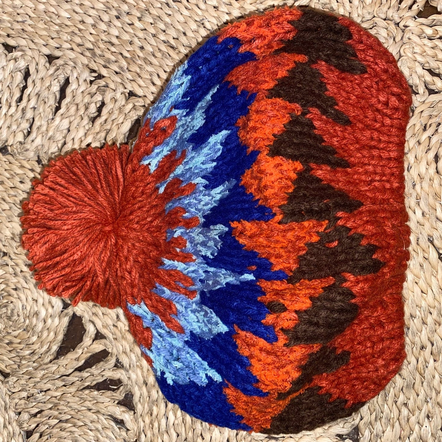 FINAL SALE Retro Knitted Toque Orange & Blue