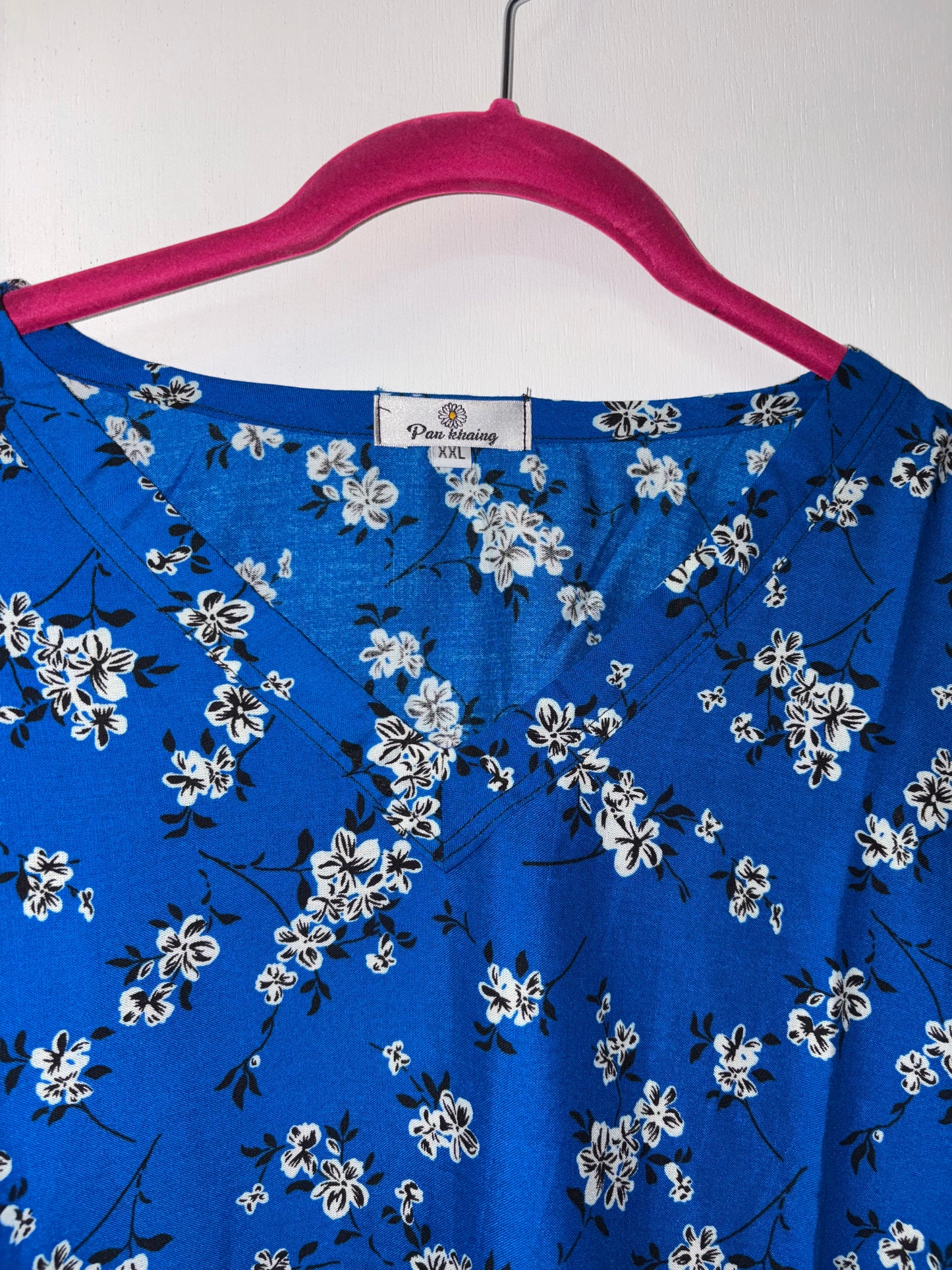 Pan Khaing Heritage Blue Floral Top XXL 1031