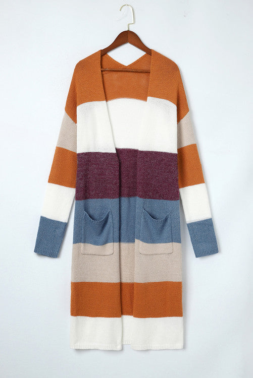 Fall Colour Block Cardigan Top