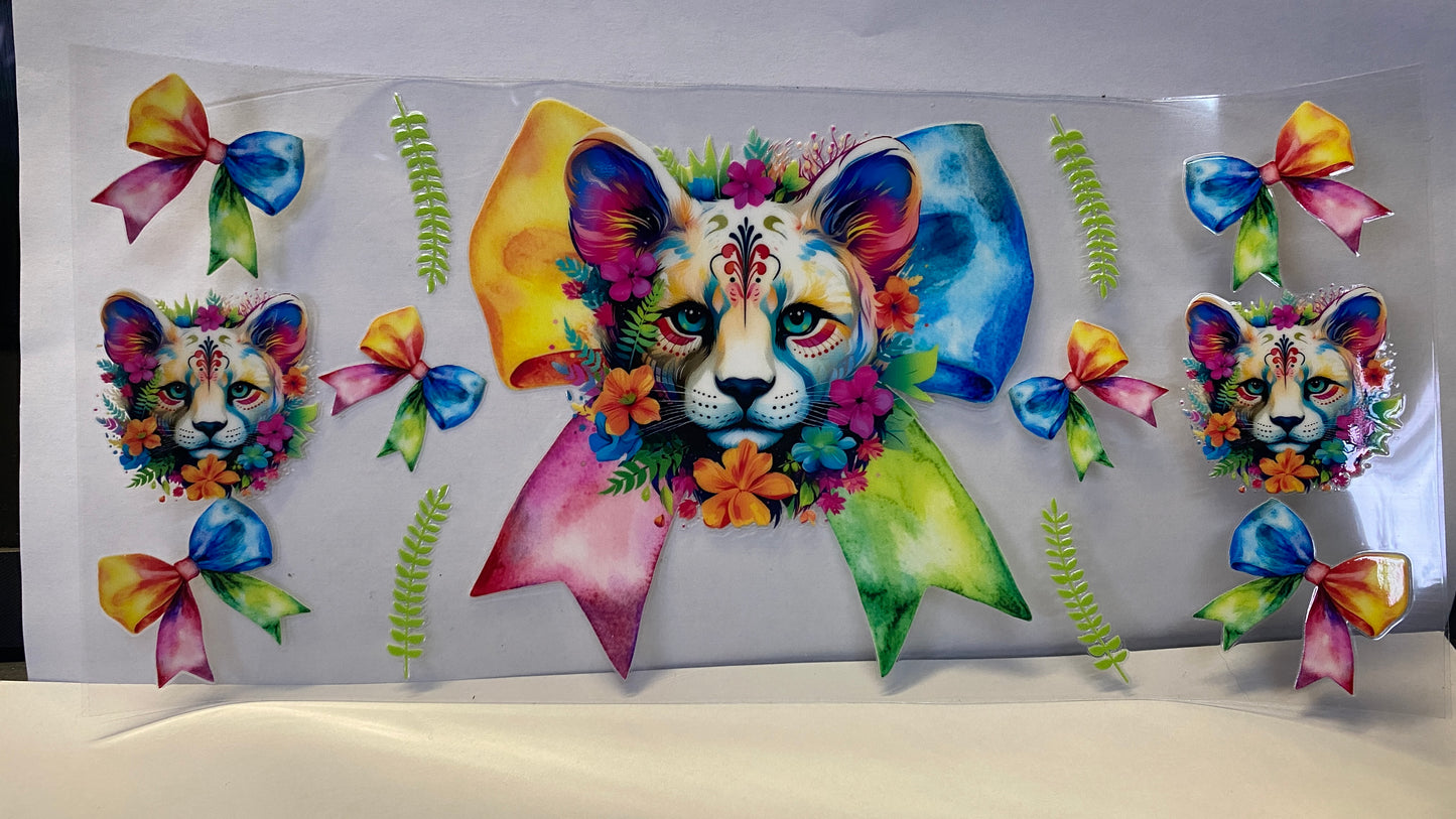 White Cat Rainbow Ribbon CUP WRAP