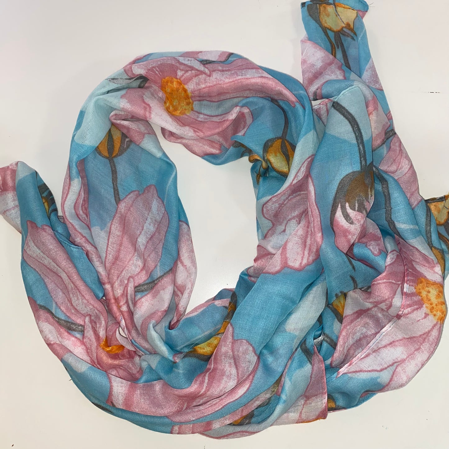 Écharpe Bleu Tulipe/Rose