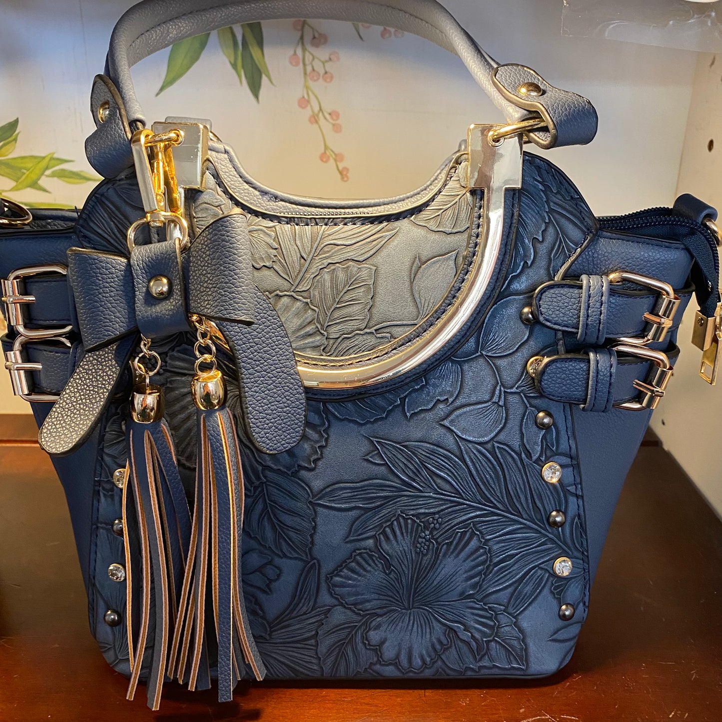 Sac à bandoulière orné de boucle florale de taille moyenne (4 couleurs)