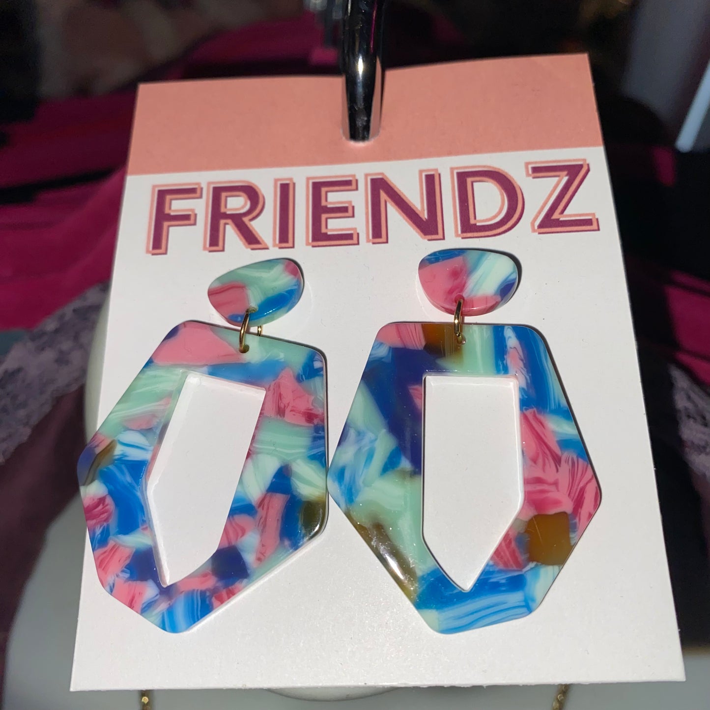 Acrylic Pastel Marble Statement Earrings