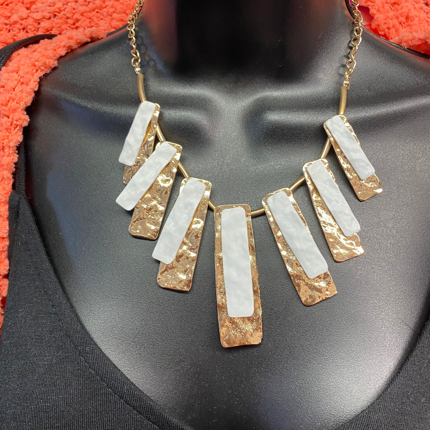 Colette Gold Metallic & White Fashion Necklace
