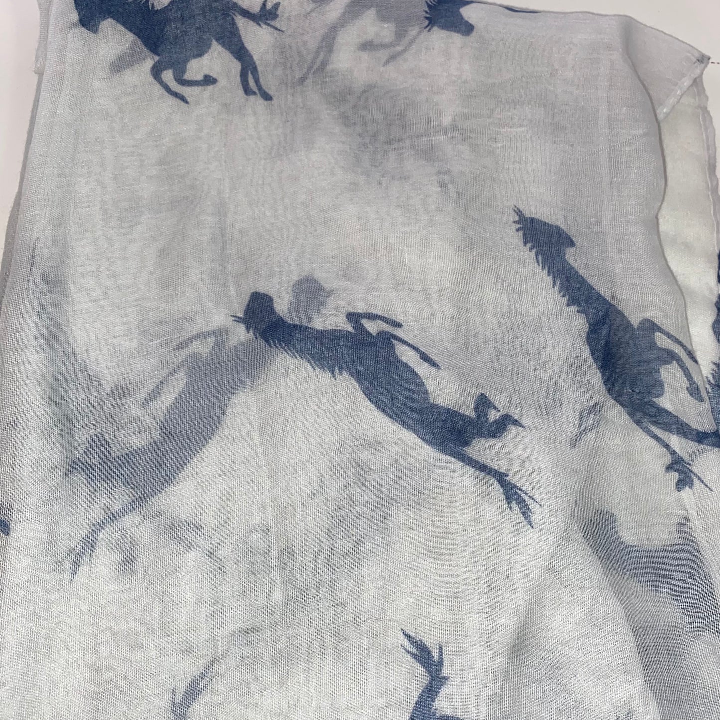 Horse Scarf White/Navy