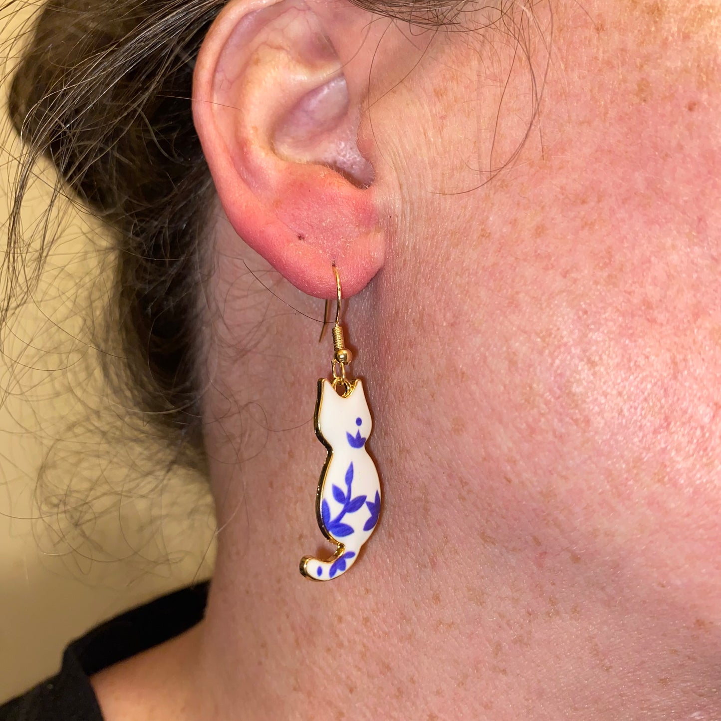 Bone China Floral Cat Earrings (2 Prints)