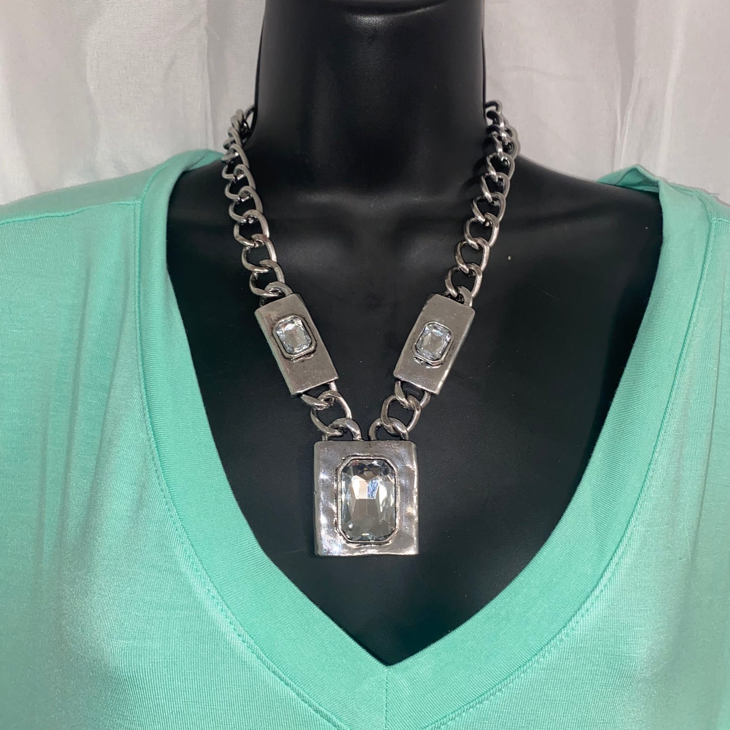 Cubed Quartz Silver Fashion Necklace