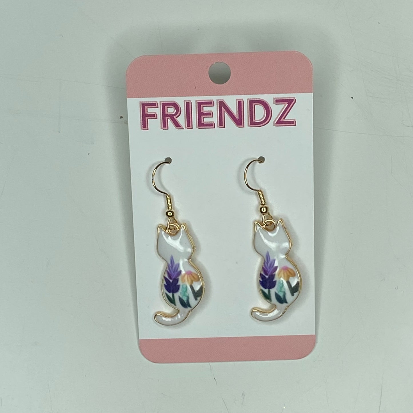 Bone China Floral Cat Earrings (2 Prints)