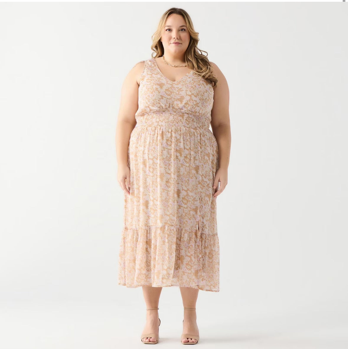 Blossom Sleeveless floral midi dress with side slit