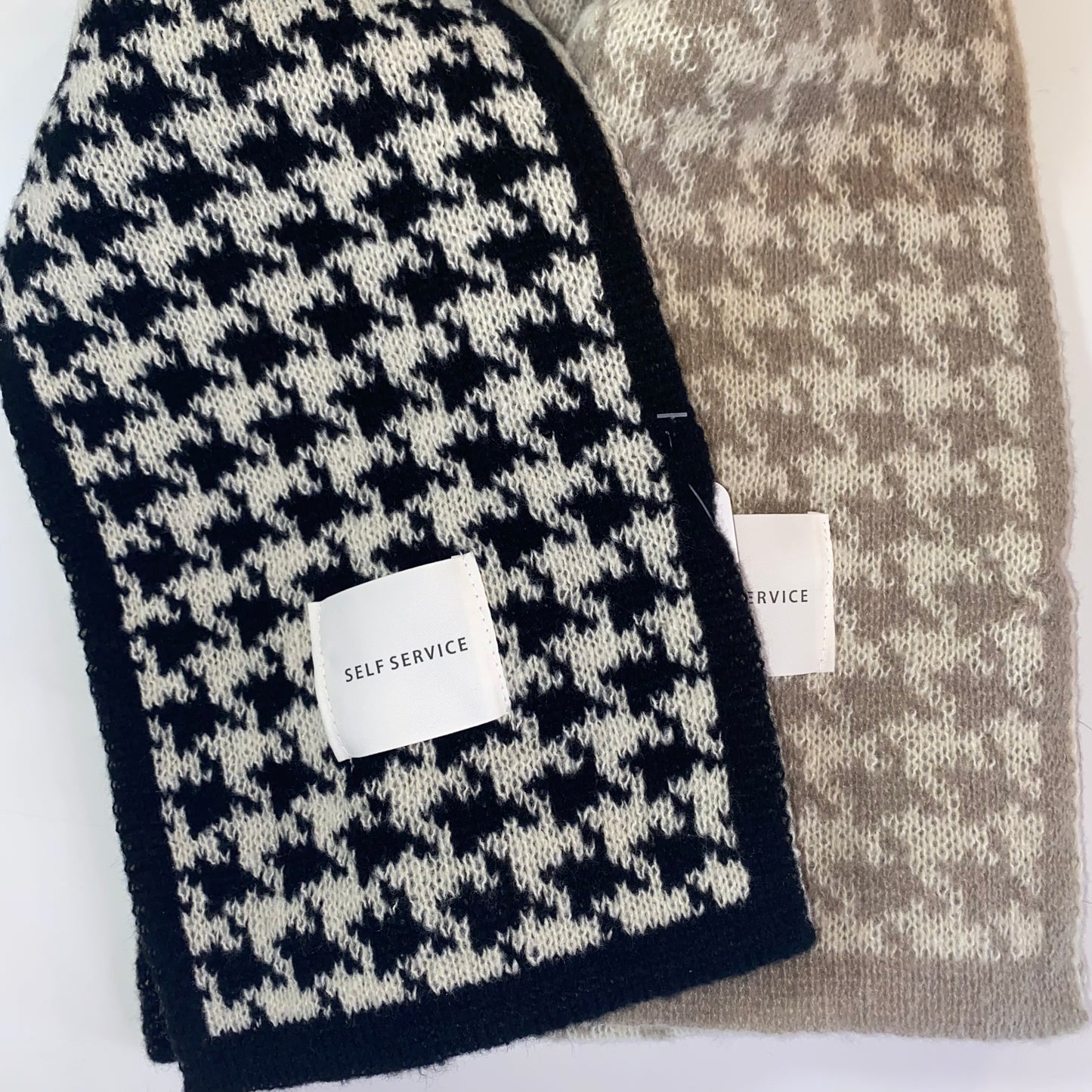 Houndstooth/ Zig Zag Knit Scarf