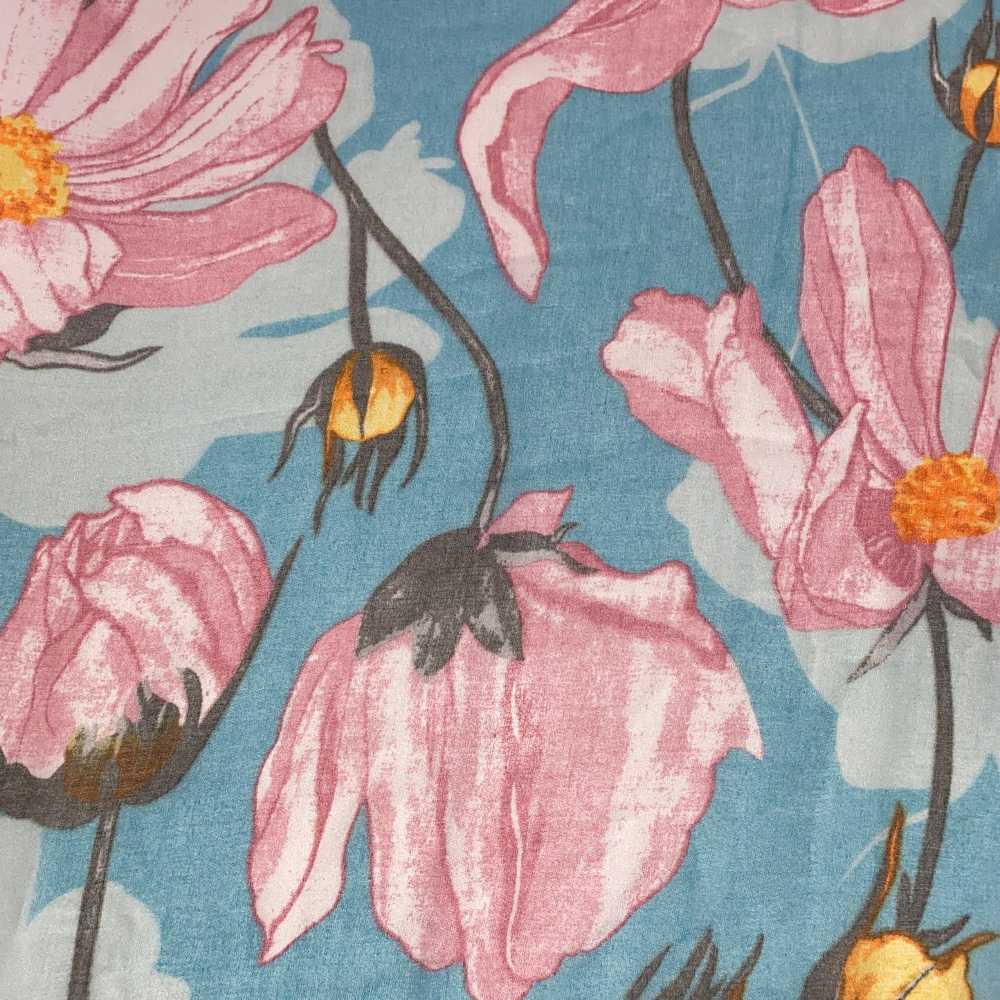 Écharpe Bleu Tulipe/Rose