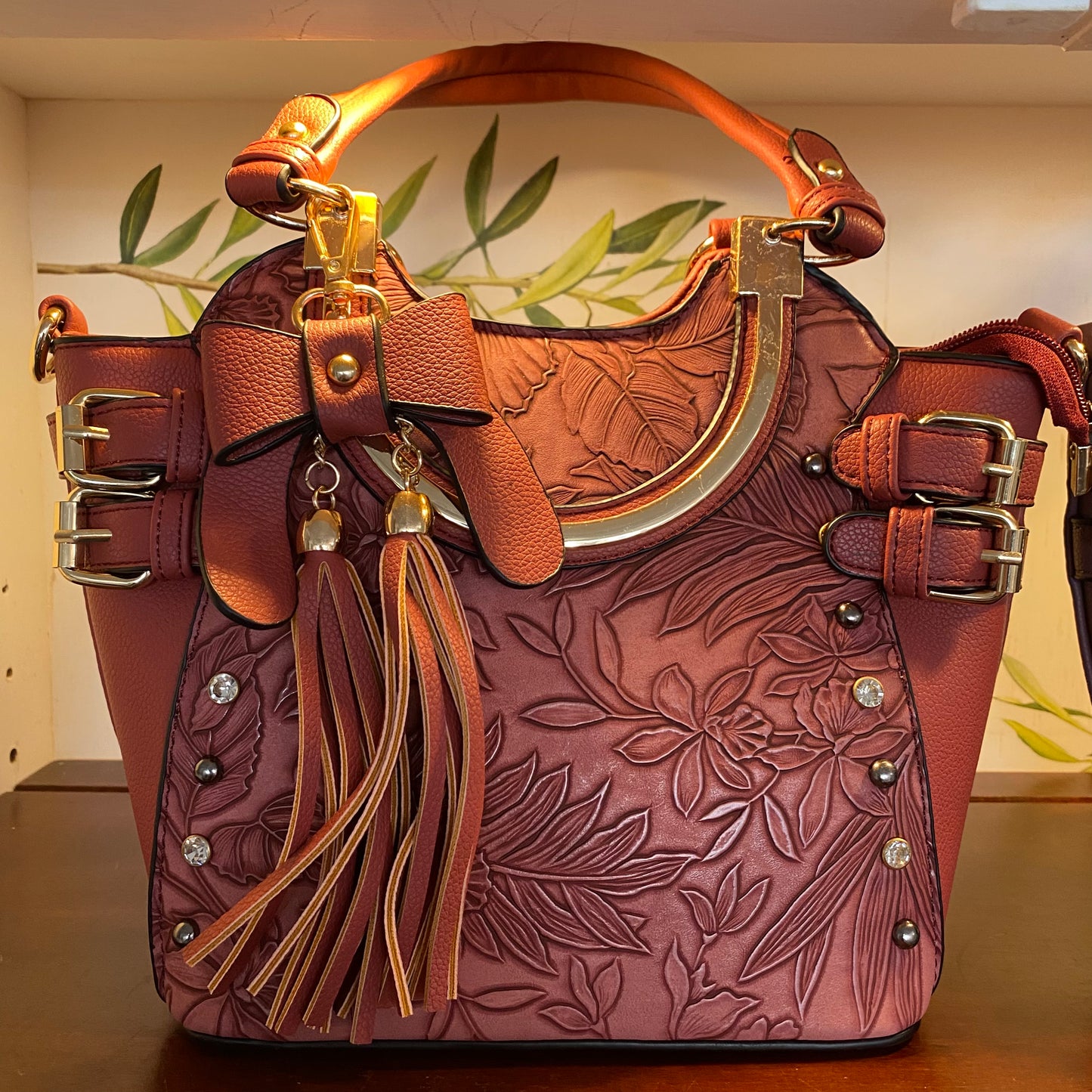 Sac à bandoulière orné de boucle florale de taille moyenne (4 couleurs)