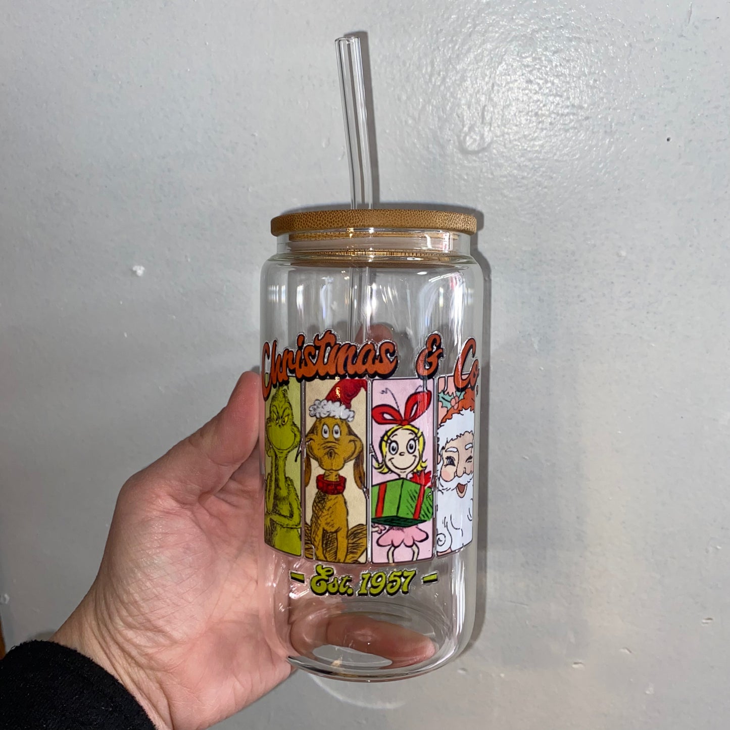 Christmas & Co Beer Glass Cups with Bamboo Lids