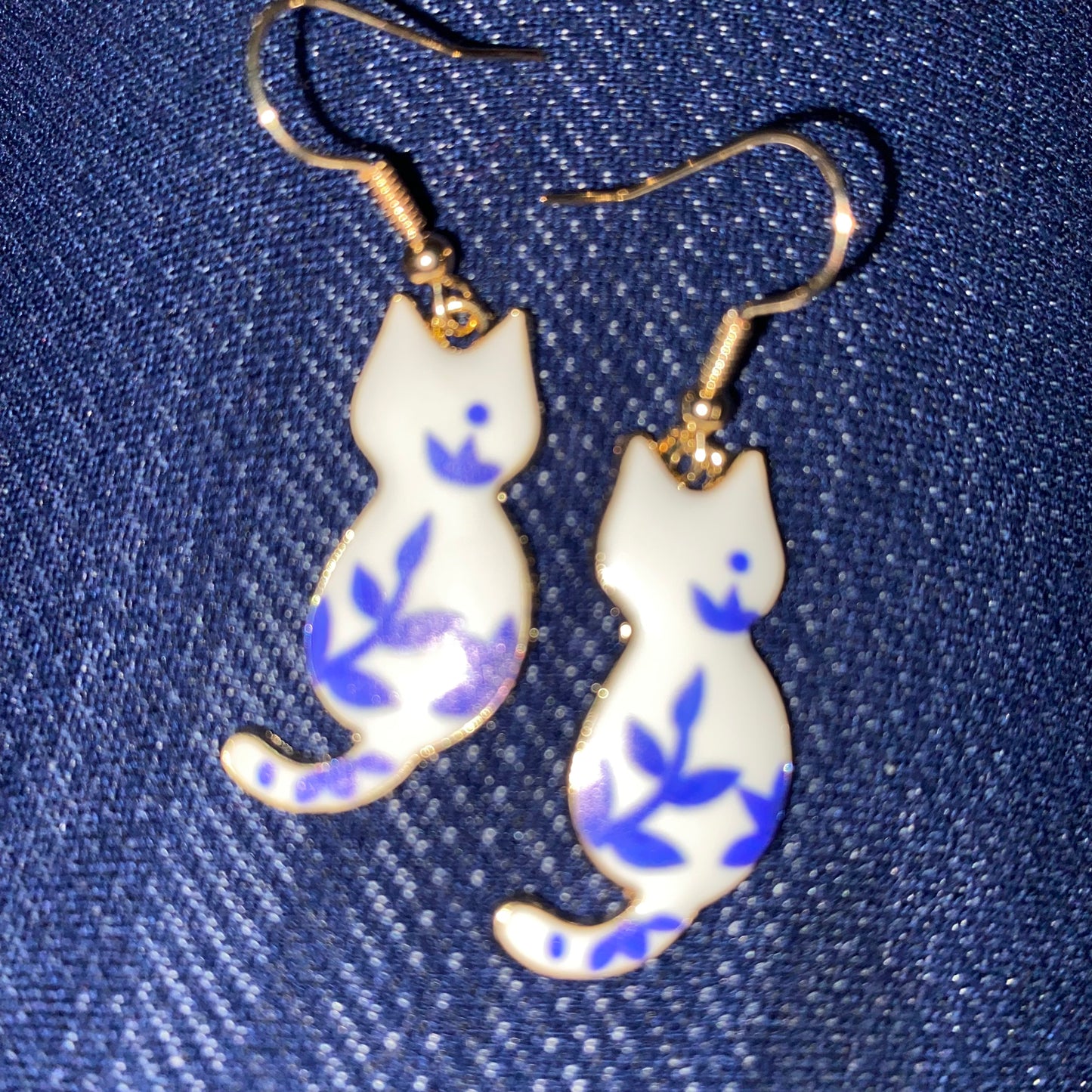 Bone China Floral Cat Earrings (2 Prints)