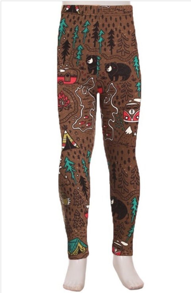 Camping Print Kids Leggings