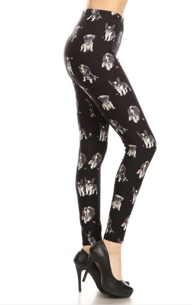 Multi Dog Heart Print Adult Legging | 3X-5X