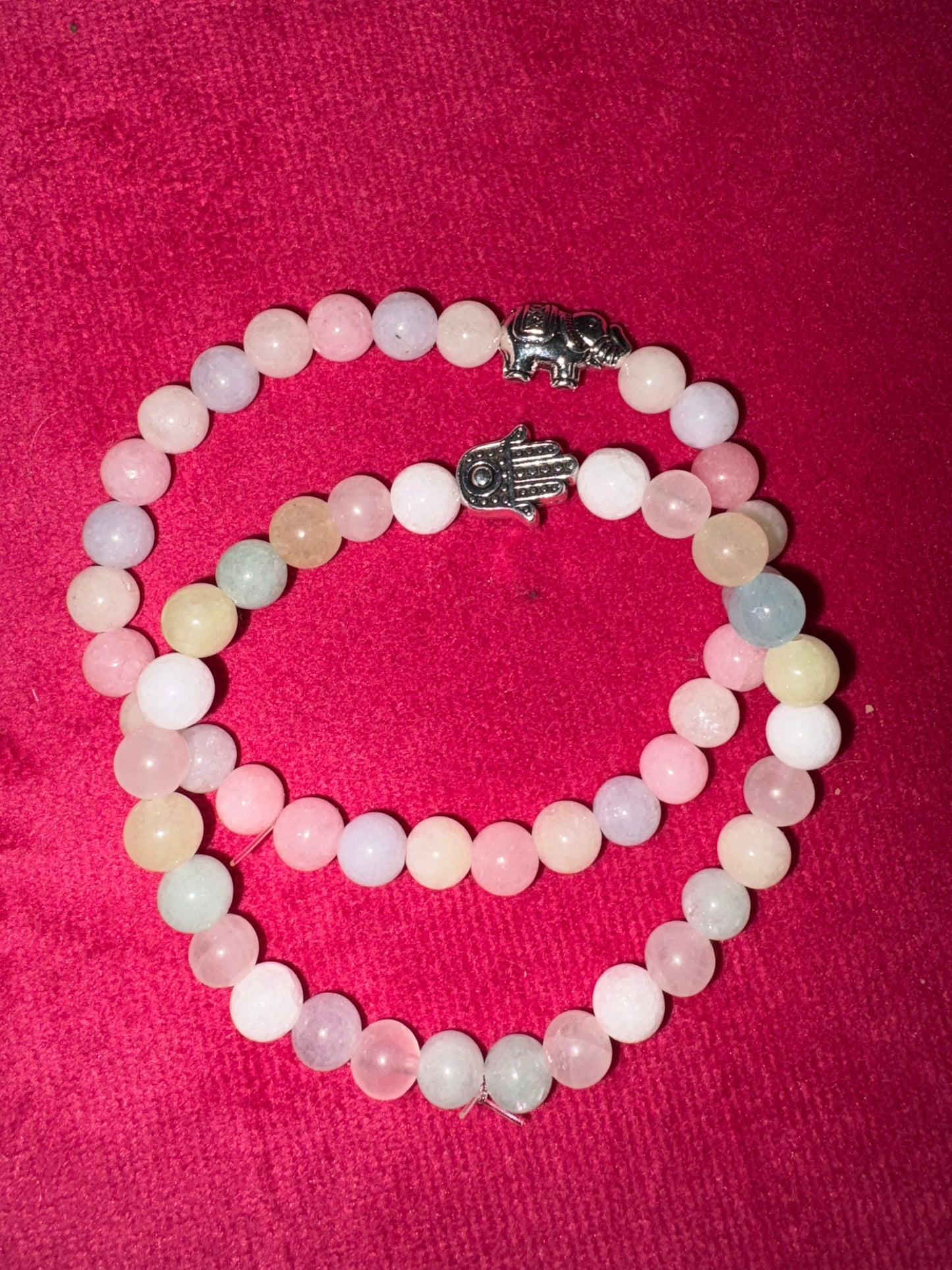Bubble Gum Pink Jade Gem Stone Bracelet